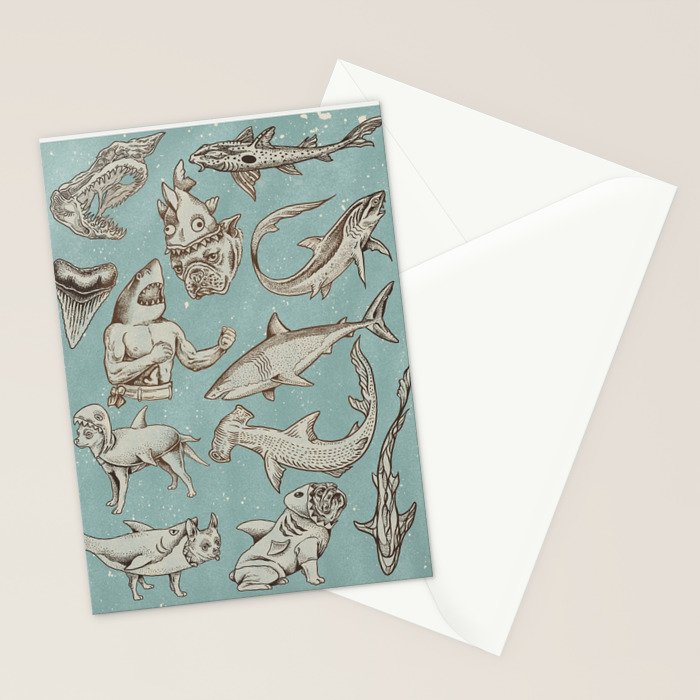 Shark Week Tattoo Flash 2023 Stationery Card Gallery Image 2