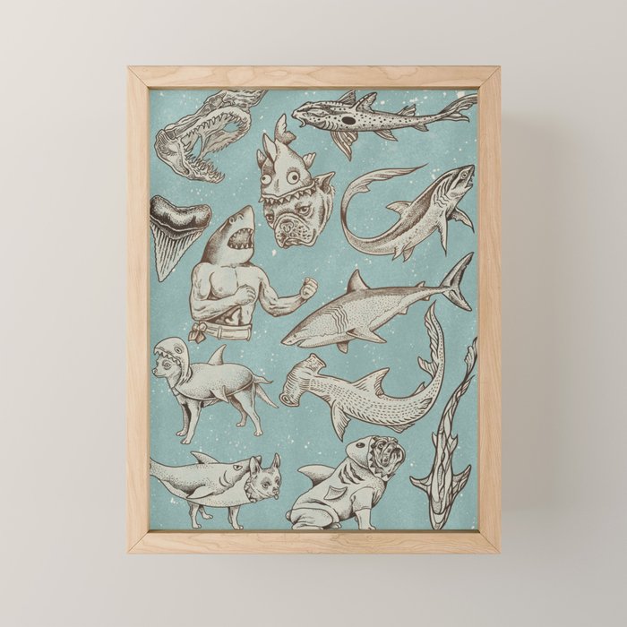 Shark Week Tattoo Flash 2023 Mini Art Print Gallery Image 1