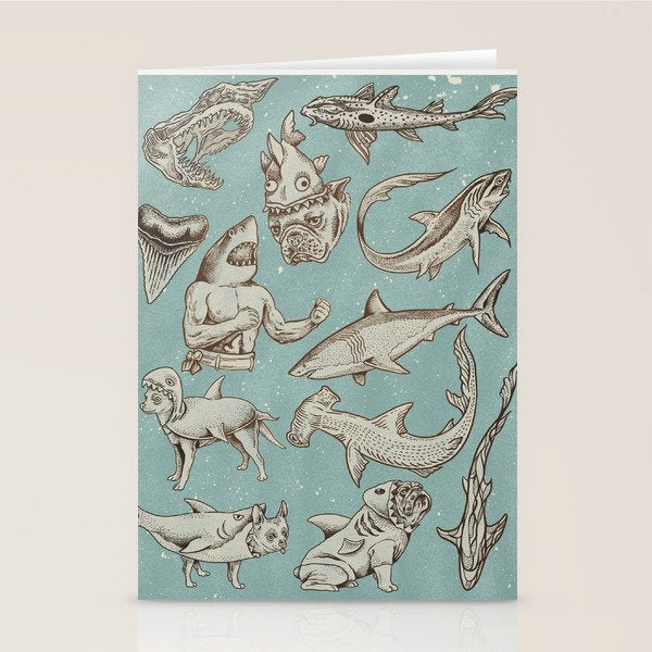 Shark Week Tattoo Flash 2023 Stationery Card Gallery Image 1
