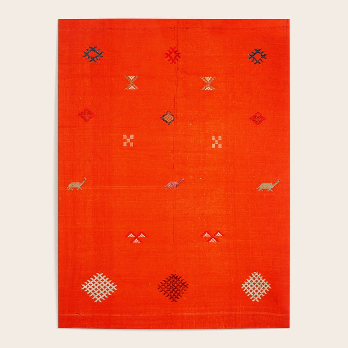 N6 | Vintage Orange Anthropologie Moroccan Artwork. Poster Gallery Image 4