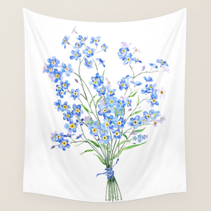 blue forget me not bouquet 2020 Wall Tapestry Gallery Image 4