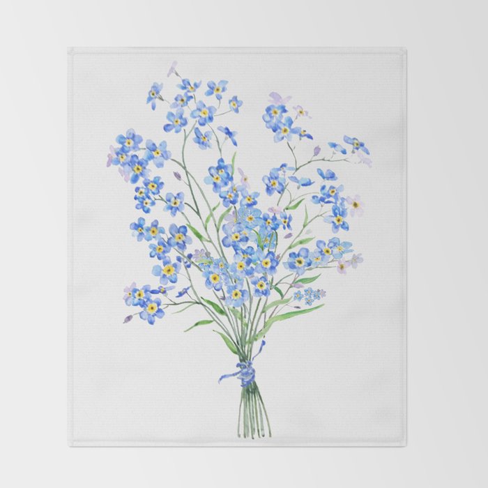 blue forget me not bouquet 2020 Throw Blanket Gallery Image 2