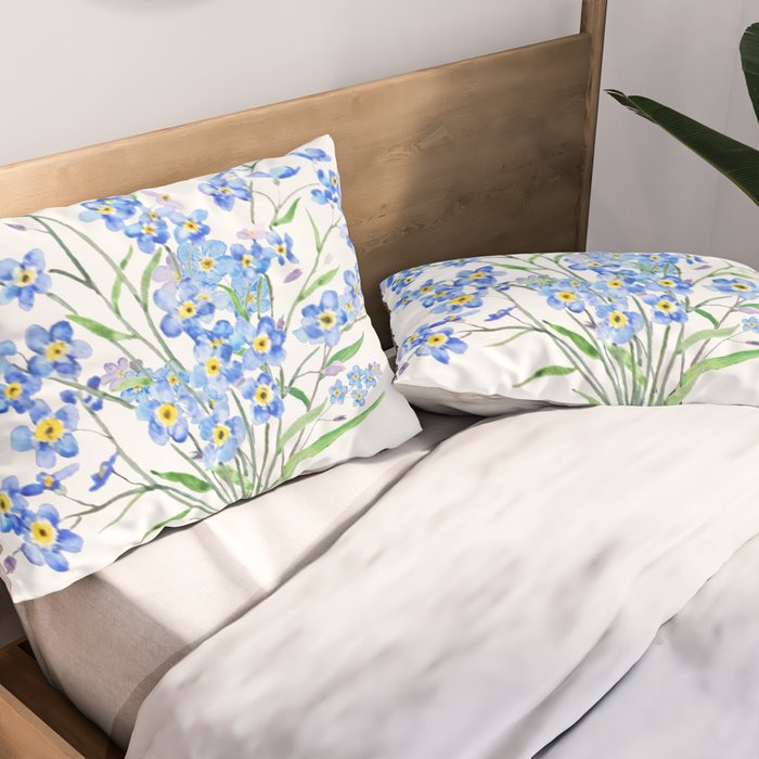 blue forget me not bouquet 2020 Pillow Sham Gallery Image 2