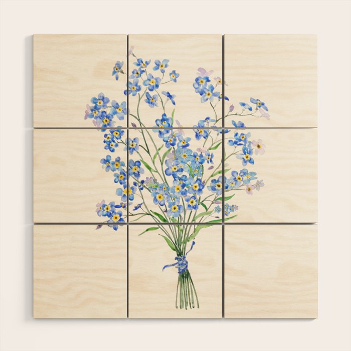 blue forget me not bouquet 2020 Wood Wall Art Gallery Image 1