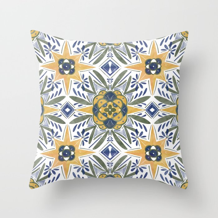 Modern fantasy tiles S Throw Pillow Gallery Image 1