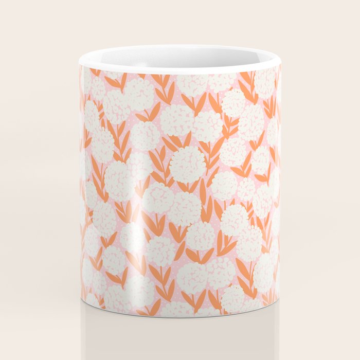 Blooming Abstract Cream and Orange Allium Flowers on Pastel Pink Coffee Mug Gallery Image 4