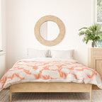 Blooming Abstract Cream and Orange Allium Flowers on Pastel Pink Duvet Cover Gallery Image 3