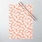 Blooming Abstract Cream and Orange Allium Flowers on Pastel Pink Wrapping Paper Gallery Image 1