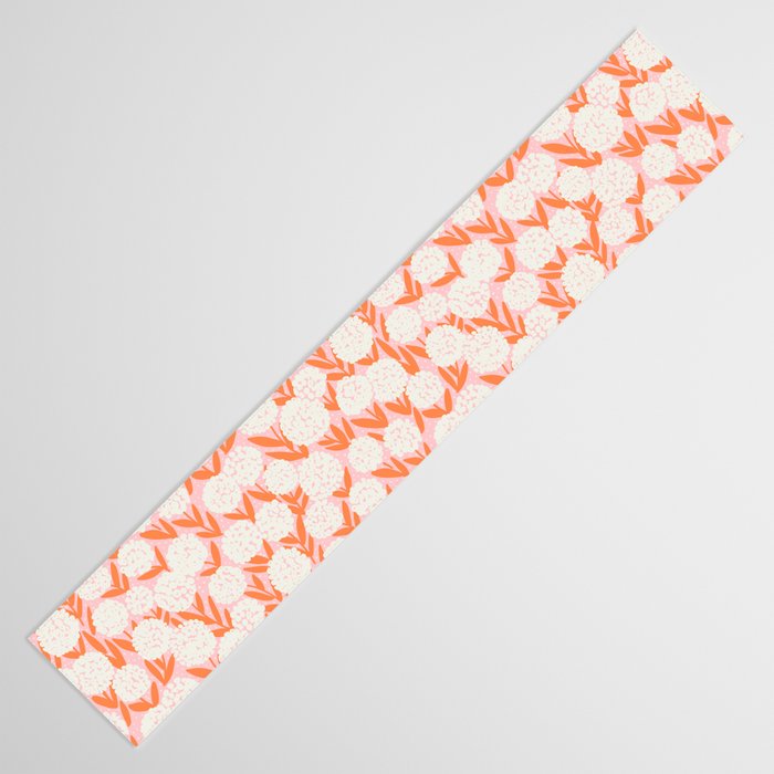 Blooming Abstract Cream and Orange Allium Flowers on Pastel Pink Table Runner Gallery Image 3