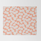 Blooming Abstract Cream and Orange Allium Flowers on Pastel Pink Throw Blanket Gallery Image 2