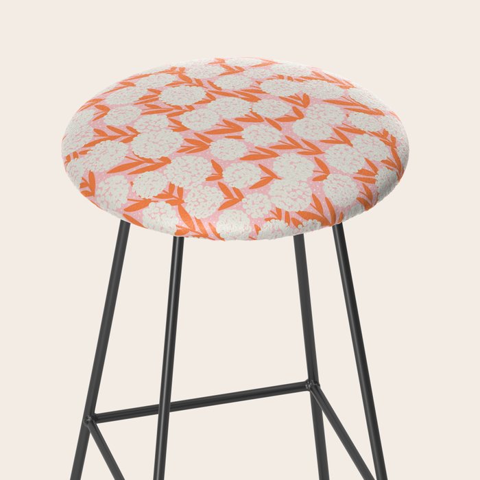 Blooming Abstract Cream and Orange Allium Flowers on Pastel Pink Stool Gallery Image 2