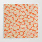 Blooming Abstract Cream and Orange Allium Flowers on Pastel Pink Wood Wall Art Gallery Image 1