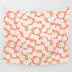 Blooming Abstract Cream and Orange Allium Flowers on Pastel Pink Wall Tapestry Gallery Image 4