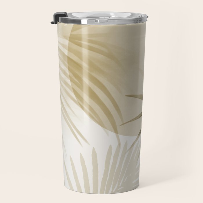 Tropical Paradise Sunset Neutral Beige Travel Mug Gallery Image 3