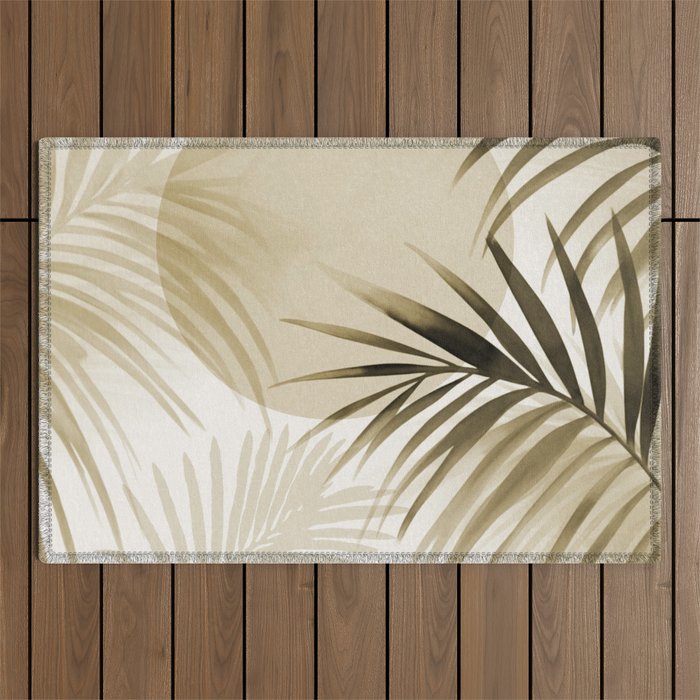 Tropical Paradise Sunset Neutral Beige Outdoor Rug Gallery Image 1