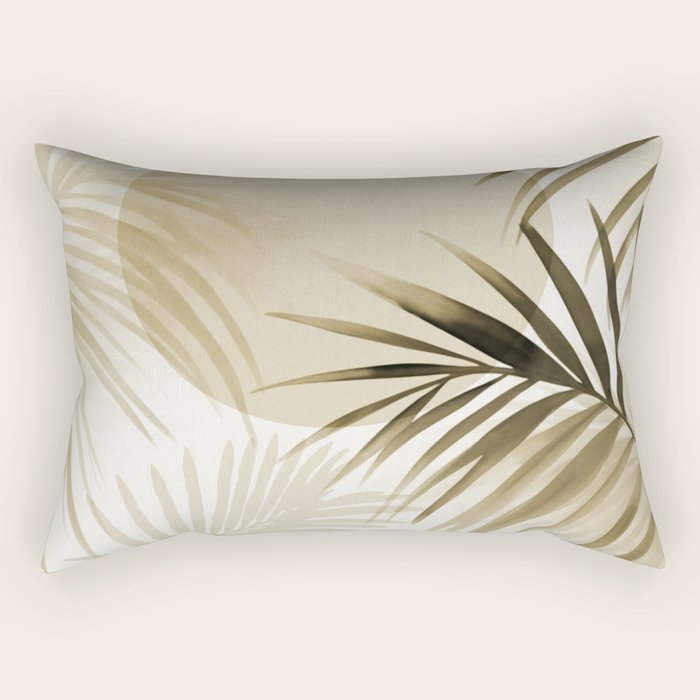Tropical Paradise Sunset Neutral Beige Rectangular Pillow Gallery Image 2