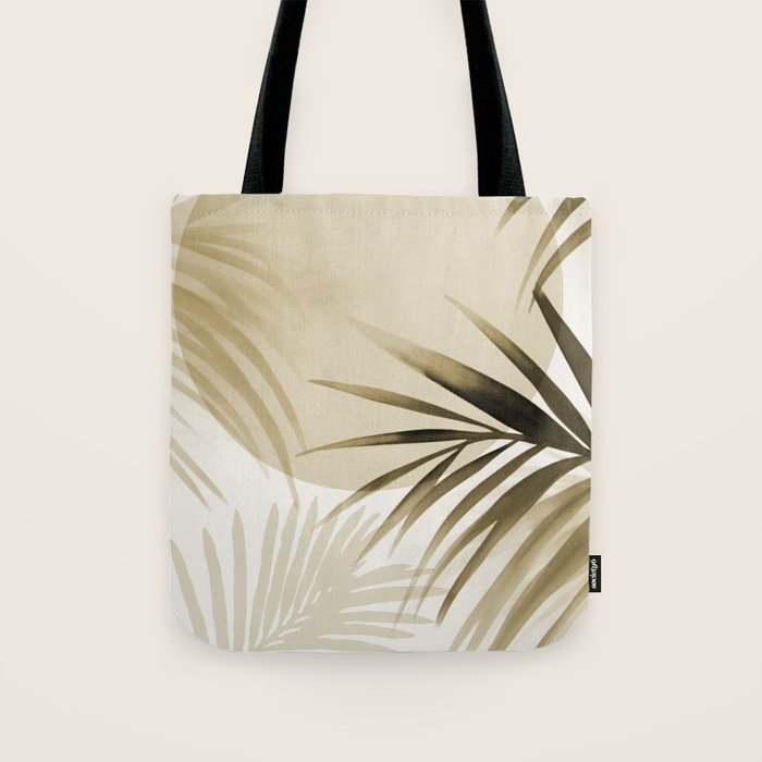 Tropical Paradise Sunset Neutral Beige Tote Bag Gallery Image 1