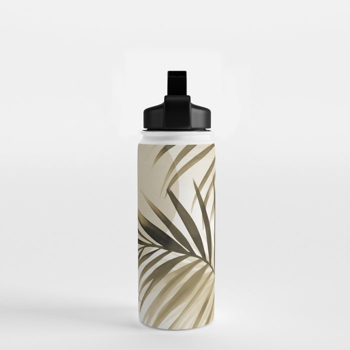 Tropical Paradise Sunset Neutral Beige Water Bottle Gallery Image 2