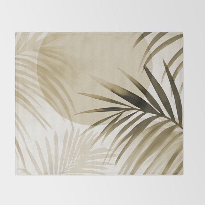 Tropical Paradise Sunset Neutral Beige Throw Blanket Gallery Image 2