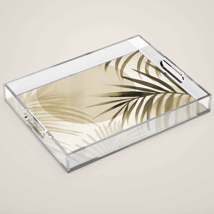Tropical Paradise Sunset Neutral Beige Acrylic Tray Gallery Image 1