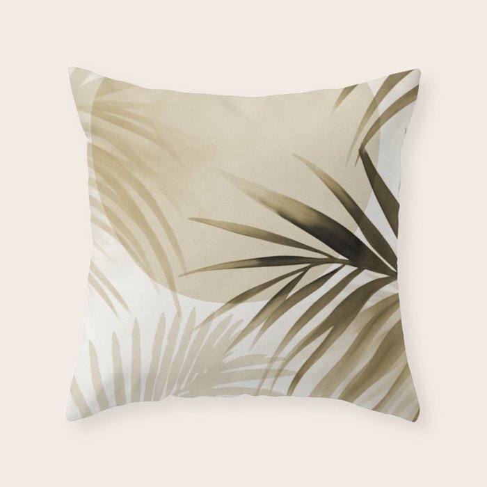 Tropical Paradise Sunset Neutral Beige Throw Pillow Gallery Image 6