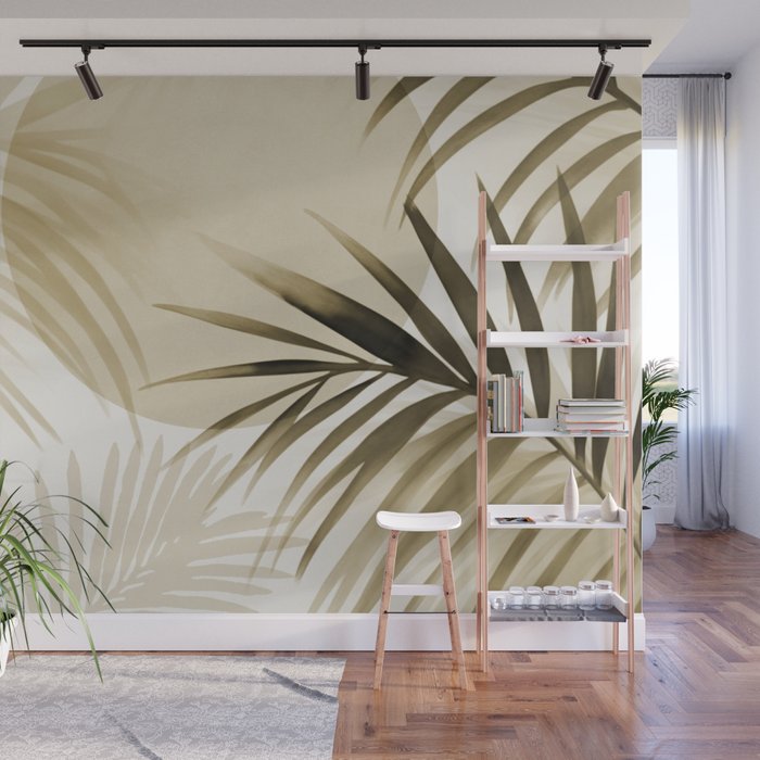 Tropical Paradise Sunset Neutral Beige Wall Mural Gallery Image 1