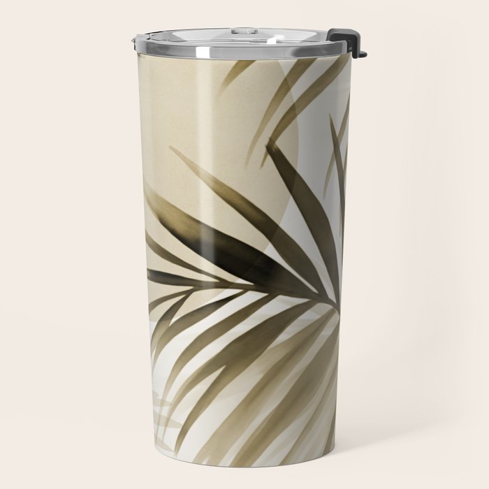 Tropical Paradise Sunset Neutral Beige Travel Mug Gallery Image 2