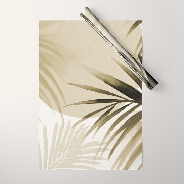 Tropical Paradise Sunset Neutral Beige Wrapping Paper Gallery Image 1