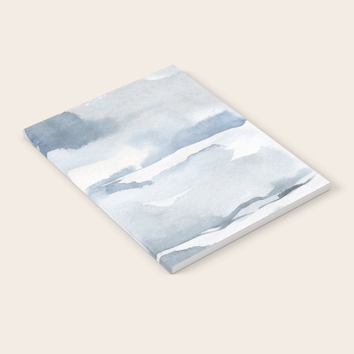 Pastel blue gray abstract watercolor brushstrokes stripes pattern Notebook Gallery Image 1