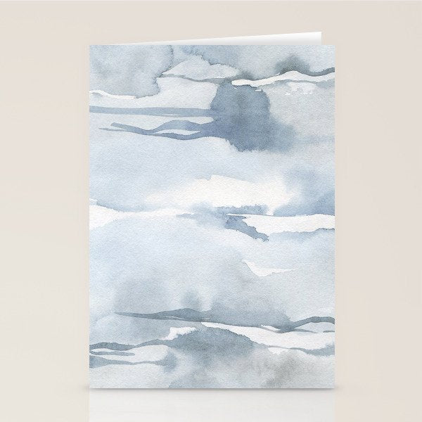 Pastel blue gray abstract watercolor brushstrokes stripes pattern Stationery Card Gallery Image 1