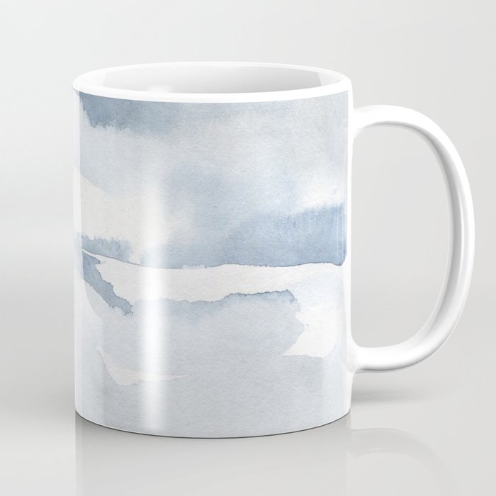 Pastel blue gray abstract watercolor brushstrokes stripes pattern Coffee Mug Gallery Image 1