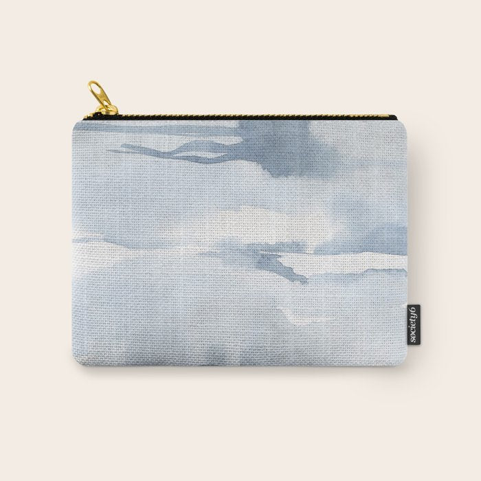 Pastel blue gray abstract watercolor brushstrokes stripes pattern Carry All Pouch Gallery Image 1