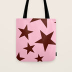 Pink and Burgundy Big Ol Stars Tote Bag Gallery Image 1