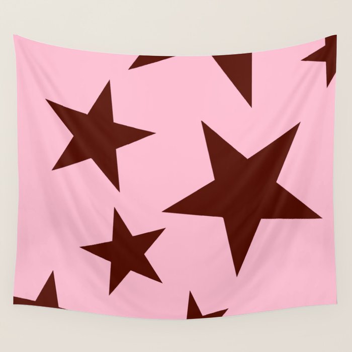 Pink and Burgundy Big Ol Stars Wall Tapestry Gallery Image 4