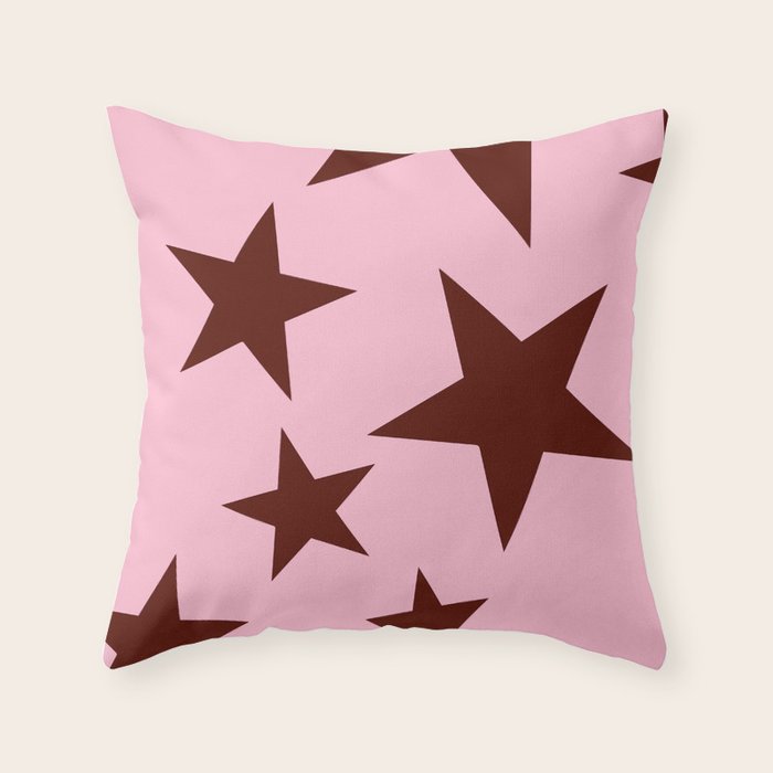 Pink and Burgundy Big Ol Stars Throw Pillow Gallery Image 1