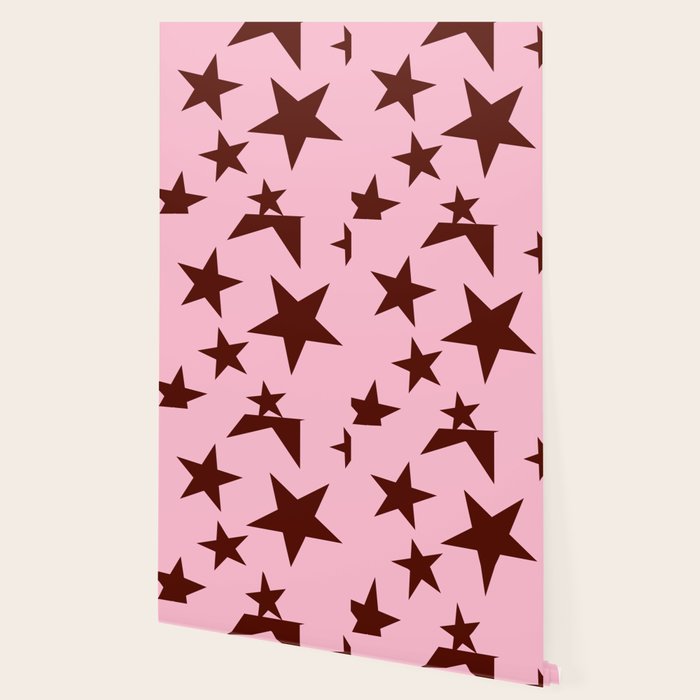 Pink and Burgundy Big Ol Stars Wallpaper Gallery Image 2