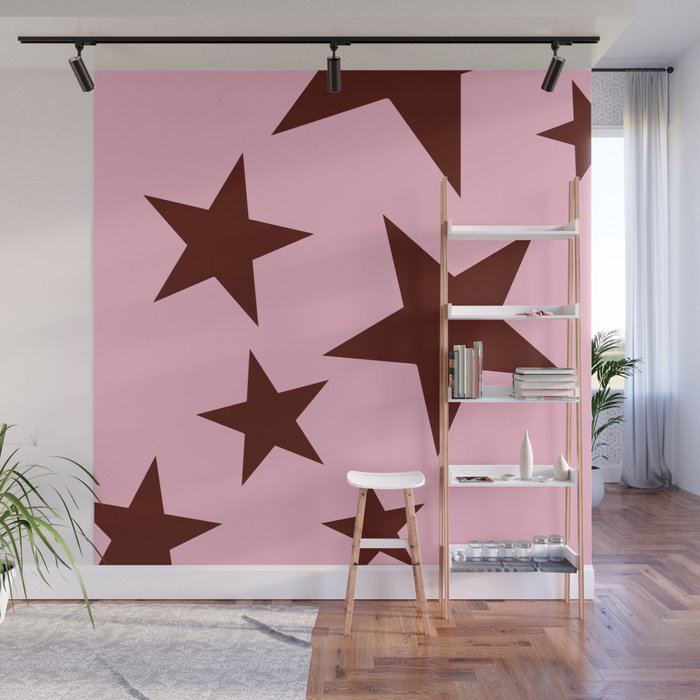 Pink and Burgundy Big Ol Stars Wall Mural Gallery Image 1