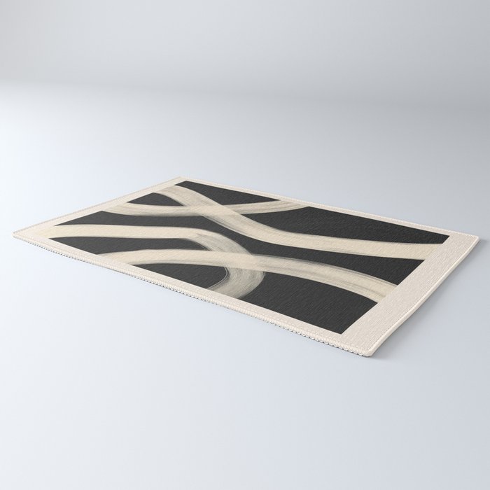 Black and White Abstract Line Art 1 Rug Gallery Image 3