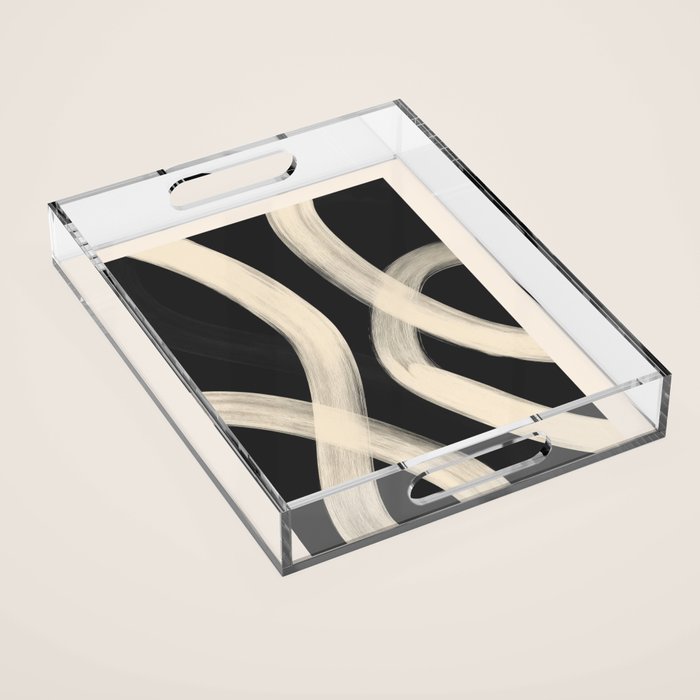 Black and White Abstract Line Art 1 Acrylic Tray Gallery Image 1