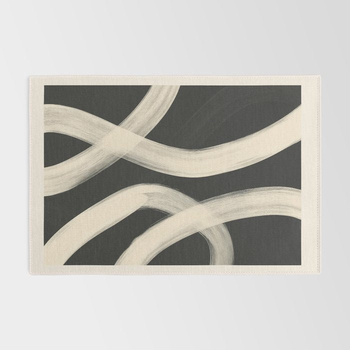 Black and White Abstract Line Art 1 Rug Gallery Image 2