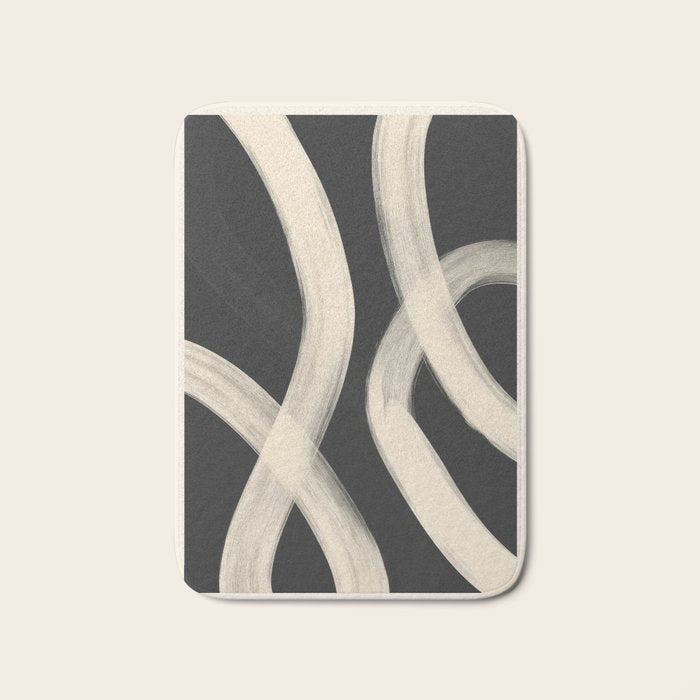 Black and White Abstract Line Art 1 Bath Mat Gallery Image 1