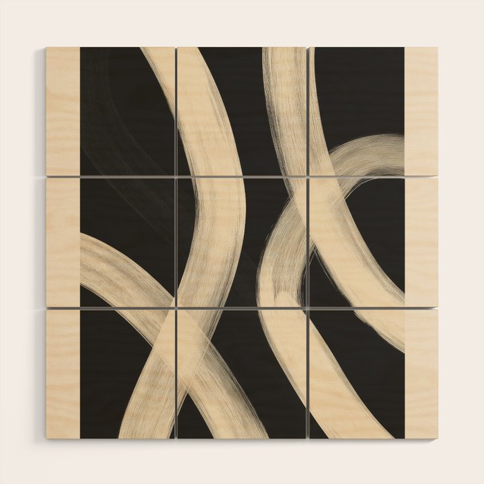 Black and White Abstract Line Art 1 Wood Wall Art Gallery Image 1