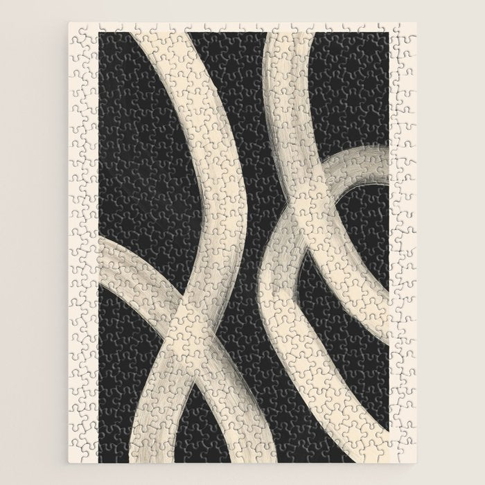 Black and White Abstract Line Art 1 Jigsaw Puzzle Gallery Image 1