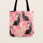 Jackalope - pink and black Tote Bag Gallery Image 1