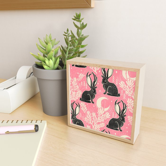Jackalope - pink and black Mini Art Print Gallery Image 2