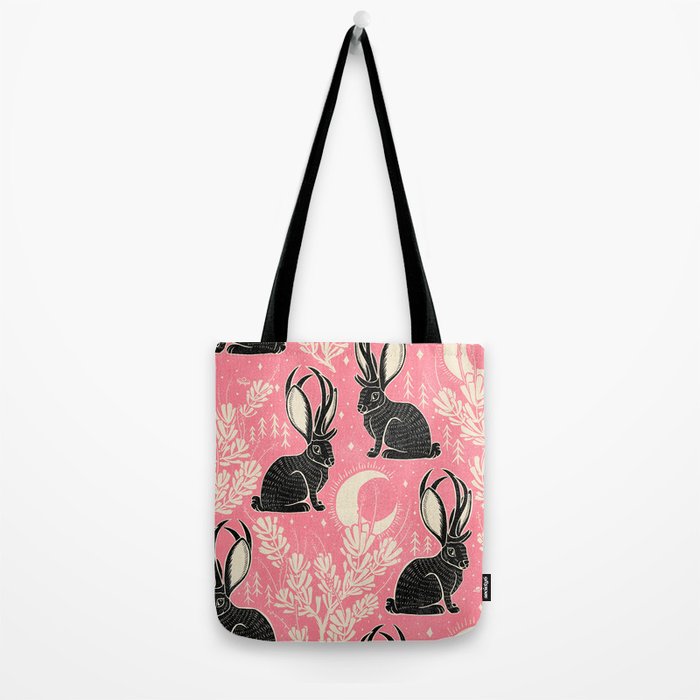Jackalope - pink and black Tote Bag Gallery Image 2