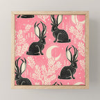 Jackalope - pink and black Mini Art Print Gallery Image 1