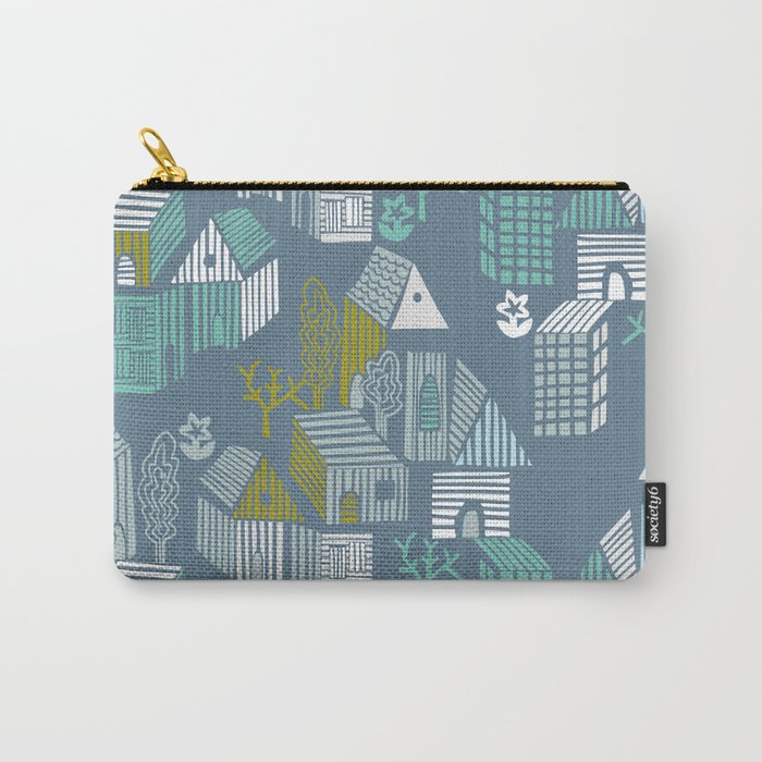 bonjour ma vie; City life collection blue teal Carry All Pouch Gallery Image 1