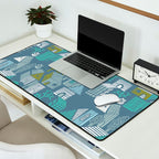 bonjour ma vie; City life collection blue teal Desk Mat Gallery Image 2