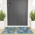bonjour ma vie; City life collection blue teal Welcome Mat Gallery Image 3